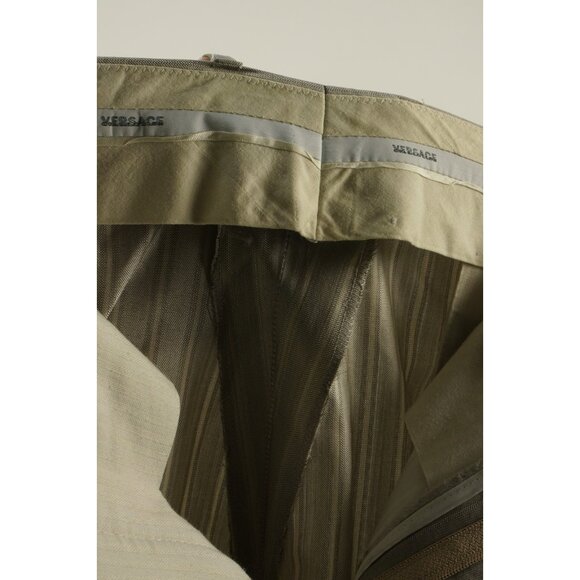 Recent Versace Wool Silk Lightweight Twill Men's 38 x 33 Gray Beige Trouser Pant - Picture 7 of 16